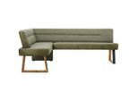 Voleo Eckbank, Grün, Eiche, Holz, Metall, Eiche, massiv, 4-Sitzer, L-Form, 215x173 cm, Fußauswahl, in verschiedenen Größen erhältlich, Esszimmer, Bänke, Eckbänke