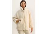 Oversized Pluche Gebreide Pufferjack met Rits Sluiting