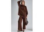 Lockeres Sweatshirt- und Hose-Strick-Set