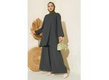 Texturierte Langarm-Tunika und weite Hose Set