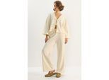 V-Ausschnitt Gestrickter Cardigan und Weite Hose Set