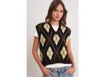 V-Ausschnitt Strickpullover Vest mit Argyle-Muster