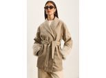 Oversized Sjaalkraag Vilt Jas met Neppels Cuffs