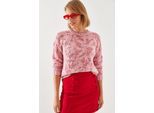 Abstract Brei Sweater met Geribde Details