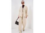 V-Ausschnitt Cardigan und Weitgeschnittene Hosen Set
