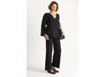 Doppelreihige Krawattenbluse und weite Hosen-Set