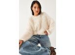 Textuur Crew Neck Crop Trui met Pluche Detail