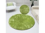 Hochflor-Teppich BRUNO BANANI "Dana Teppich, Kundenliebling" Gr. 9, grün (olivgrün), H:30mm Ø:140cm, Kunstfaser, Teppiche, unifarben, Mikrofaser Teppiche, Wohnzimmer, Schlafzimmer, Esszimmer
