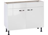 Spülenschrank KOCHSTATION "KS-Cara", weiß (weiß glänzend, weiß), B:100cm H:87cm T:58,4cm, Schränke, Spülenschrank, Breite 100 cm