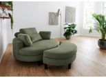 Loveseat "Ravi Sessel, B: 114 cm, Sitzhöhe: 42 cm", grün, B:114cm H:83cm T:154cm, 100% PES, ATLANTIC HOME COLLECTION, Sessel, XXL- Sessel, mit Stauraumhocker, Rückenstütze & 4 Zierkissen, Topseller