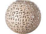 Windlicht FINK "DARIA", beige (taupe), H:20cm Ø:24cm, Eisen, Kerzenhalter, Windlicht, Kerzenhalter aus Eisen, pulverbeschichtet, mit Cut-Outs