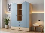 Kleiderschrank OTTO HOME "Hennix skandinavisches Spitzdach-Design mit Soft-Close, viel Stauraum", salbei, nagano, oak, nachbildung, B:150cm H:200cm T:51cm, Hartfaserplatte, Holzwerkstoff, Leder, MDF, Schränke, Kleiderschrank, 3 Schubladen, Made in Germany, variable Einlegeböden