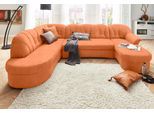 Wohnlandschaft DOMO COLLECTION "ELVA 293x180x84 cm, elegante Rückensteppung, U-Form", orange (terrakotta), B:293cm H:84cm T:180cm, (geprägte) Luxus-Microfaser (100% Polyester);Kunstleder SOFTLUX / Struktur (100% Polyester);Microfaser PRIMABELLE (100% Polyester), Sofas, Wohnlandschaft, whlw. mit Bettfunktion und Federkern