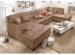 Wohnlandschaft HOME AFFAIRE "BERGEN 364x106x83 cm, elegantes Design", braun (café), B:364cm H:83cm T:106cm, Sofas, Wohnlandschaft, whlw. mit Bettfunktion, U-Form