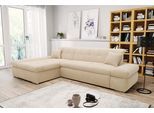 Ecksofa DOMO COLLECTION "MORIC 300x172 cm, XXL-Sofa mit viel Platz, L-Form, auch in Cord", beige (creme), B:300cm H:80cm T:172cm, Kunstleder SOFTLUX / Struktur (90% Polyester/ 10% Polyacryl);Microfaser PRIMABELLE (100% Polyester)/ Struktur (90% Polyester/ 10% Polyacryl), Sofas, Ecksofa, wahlweise mit Bettfunktion und Armteilverstellung, Cord, Creme