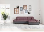 Ecksofa DOMO COLLECTION "MORIC 300x172 cm, XXL-Sofa mit viel Platz, L-Form, auch in Cord", bunt (beere), B:300cm H:80cm T:172cm, Kunstleder SOFTLUX / Struktur (90% Polyester/ 10% Polyacryl);Microfaser PRIMABELLE (100% Polyester)/ Struktur (90% Polyester/ 10% Polyacryl), Sofas, Ecksofa, wahlweise mit Bettfunktion und Armteilverstellung, grau-beere
