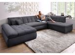 Wohnlandschaft DOMO COLLECTION "MORIC Massiv - Belastbar bis 140 kgxSitz, 353x216x80 cm, XXL", grau, B:353cm H:80cm T:216cm, Chenille (85% Polyester, 15% Acryl), Sofas, Wohnlandschaft, U-Form, inkl. Zierkissen