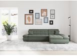 Ecksofa DOMO COLLECTION "MORIC 300x172 cm, XXL-Sofa mit viel Platz, L-Form, auch in Cord", grün (dunkelgrün), B:300cm H:80cm T:172cm, Kunstleder SOFTLUX / Struktur (90% Polyester/ 10% Polyacryl);Microfaser PRIMABELLE (100% Polyester)/ Struktur (90% Polyester/ 10% Polyacryl), Sofas, Ecksofa, wahlweise mit Bettfunktion und Armteilverstellung, dunkelgrün