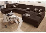 Wohnlandschaft HOME AFFAIRE "BERGEN 364x106x83 cm, elegantes Design", braun (dunkelbraun), B:364cm H:83cm T:106cm, Sofas, Wohnlandschaft, whlw. mit Bettfunktion, U-Form