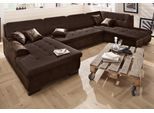 Wohnlandschaft HOME AFFAIRE "BERGEN 364x106x83 cm, elegantes Design", braun (dunkelbraun), B:364cm H:83cm T:106cm, Sofas, Wohnlandschaft, whlw. mit Bettfunktion, U-Form