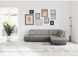 Ecksofa DOMO COLLECTION "MORIC 273x216 cm, L-Form, auch in Cord", grau (grau, silber), B:273cm H:80cm T:216cm, Sofas, Ecksofa, wahlweise mit Bettfunktion und Armlehnenverstellung, auch in Cord