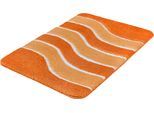 Badematte MEUSCH "Lara", orange (karotte), H:20mm, Polyester, Badematten, Badematte, Wellen-Design mit flauschigen weißen Akzenten