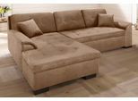 Ecksofa HOME AFFAIRE "BERGEN 267x178 cm, elegantes Design", braun (café), B:267cm H:83cm T:178cm, MELROSE/Struktur (100% Polyester);MELROSE (100% Polyester);Microfaser PRIMABELLE (100% Polyester), Sofas, Ecksofa, whlw. mit Bettfunktion L-Form