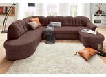 Wohnlandschaft DOMO COLLECTION "ELVA 293x180x84 cm, elegante Rückensteppung, U-Form", braun, B:293cm H:84cm T:180cm, (geprägte) Luxus-Microfaser (100% Polyester);Kunstleder SOFTLUX / Struktur (100% Polyester);Microfaser PRIMABELLE (100% Polyester), Sofas, Wohnlandschaft, whlw. mit Bettfunktion und Federkern