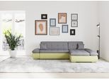 Ecksofa DOMO COLLECTION "MORIC 300x172 cm, XXL-Sofa mit viel Platz, L-Form, auch in Cord", gelb (schlamm), B:300cm H:80cm T:172cm, Kunstleder SOFTLUX / Struktur (90% Polyester/ 10% Polyacryl);Microfaser PRIMABELLE (100% Polyester)/ Struktur (90% Polyester/ 10% Polyacryl), Sofas, Ecksofa, wahlweise mit Bettfunktion und Armteilverstellung, gelb-schlamm