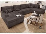 Wohnlandschaft HOME AFFAIRE "BERGEN 364x106x83 cm, elegantes Design", grau, B:364cm H:83cm T:106cm, Sofas, Wohnlandschaft, whlw. mit Bettfunktion, U-Form