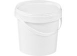Eimer, mit Deckel & Griffen, 1 l, Ø 132,5 x H 131 mm, ISO-Norm, lebensmittelecht, temperaturbeständig, stapel- & nestbar, PP, weiß, 10 Stück