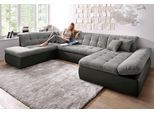 Wohnlandschaft DOMO COLLECTION "MORIC 353x216x80 cm, mit viel Platz, U-Form, auch in Cord", grau (schwarz, weiß, grau), B:353cm H:80cm T:216cm, Microfaser PRIMABELLE / Struktur (90% Polyester/ 10% Polyacryl);Kunstleder SOFTLUX / Struktur (90% Polyester/ 10% Polyacryl), Sofas, Wohnlandschaft, im XXL-Format, wahlweise mit Bettfunktion und Armlehnenverstellung