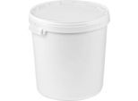 Eimer, mit Deckel & Griffen, 25 l, Ø 326 x H 401 mm, ISO-Norm, lebensmittelecht, temperaturbeständig, stapel- & nestbar, PP, weiß, 5 Stück