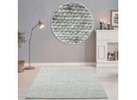 Wollteppich THEKO "Alpen", beige (natur grau), B:70cm H:12mm L:140cm, Schurwolle, Teppiche, handgewebter Wendeteppich, meliert, reine Wolle, Wohnzimmer