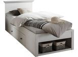 Bett HOME AFFAIRE "California Doppelbett im Landhausstil, Stauraumbett mit Schubladen", weiß (pinie weiß), B:105cm H:92cm L:212cm, Betten, Bett, Bettgestell in 3 Breiten verfügbar, Liegefläche 90/140/180 x 200 cm