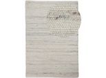 Wollteppich CARPETFINE "Passau Handwebteppich", beige (creme), B:60cm H:10mm L:90cm, Jute, Wolle, Teppiche, Naturfaser, Wolle, handgewebter Wendeteppich, Schlafzimmer, Wohnzimmer