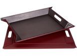 Tablett FREEFORM "DUO, 2-farbiges Wendetablett, Tablett und Tisch-Set in einem, wendbar", rot (anthrazit, burgund), B:35cm H:0,8cm L:45cm, Kunstleder, Tabletts, mit Doppelfunktion, pflegeleicht und kann platzsparend verstaut werden