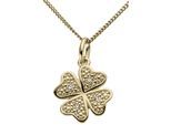 Kettenanhänger FIRETTI "Schmuck Geschenk Gold 333 Halsschmuck Anhänger für Halskette Kleeblatt", gold (gelbgoldfarben, weiß, wweiß), Schmuckanhänger, Damen, 0,02 P2 = erkennbare Einschlüsse, Diamanten Gelbgold 333, 0,8 g, Diamanten, Gelbgold 333, Kettenanhänger, mit Brillanten