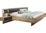 Bettanlage WIMEX "Valencia", grau (plankeneiche nachbildung, graphit), B:302cm H:92cm T:210cm, Schlafzimmermöbel-Sets, Stauraumbett Bett Bettgestell Polsterbett, mit indirekter LED-Beleuchtung