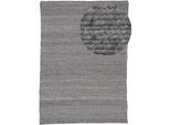 Wollteppich CARPETFINE "Passau Handwebteppich", grau, B:60cm H:10mm L:90cm, Jute, Wolle, Teppiche, Naturfaser, Wolle, handgewebter Wendeteppich, Schlafzimmer, Wohnzimmer