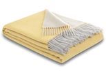 Wohndecke BIEDERLACK "Soft Impression im Doubleface-Look", gelb (gelb, creme), B:130cm L:170cm, Baumwolle, Kaschmir, Wohndecken, Wohndecke, Baumwolle-Kaschmir-Mix