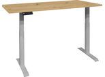 Schreibtisch MÄUSBACHER "Big System Office", silber (silber, asteiche, silber, asteiche), B:180cm, Tische, Schreibtisch, Breite 180 cm, elektrisch höhenverstellbar