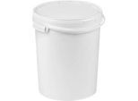 Eimer, mit Deckel & Griffen, 12 l, Ø 290 x H 261 mm, ISO-Norm, lebensmittelecht, temperaturbeständig, stapel- & nestbar, recycelbares PP, weiss, 5 Stück
