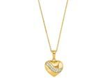 Kette mit Anhänger AMOR "Herz", gold (gelbgoldfarben, weiß), Halsketten, Damen, Silber 925 (Sterlingsilber), L: 45, mit Zirkonia (synth.)