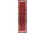 Läufer THEKO "Chandi Mir", rot (rot, creme), B:80cm H:12mm L:200cm, Schurwolle, Teppiche, Läufer, Teppich-Läufer, reine Wolle, handgeknüpft, mit Fransen