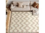 Teppich "Milena", beige (natur), B:160cm H:20mm L:230cm, Kunstfaser, Wolle, SCHÖNER WOHNEN-KOLLEKTION, Teppiche, Teppich, Linien, Punkte, Modern, Hoch Tief Struktur, weich, Wohnzimmer