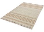 Teppich "Neria", beige (creme), B:160cm H:4mm L:230cm, Baumwolle, Jute, Wolle, SCHÖNER WOHNEN-KOLLEKTION, Teppiche, Teppich, Wolle/Baumwolle/Jute Mix, mit Fransen, Karo Muster, Wohnzimmer