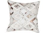 Dekokissen KAYOOM "Spark Pillow", beige (elfenbeinfarben, chromfarben), B:45cm L:45cm, Baumwolle, Leder, Dekokissen_Sitzkissen_Kissenhüllen