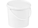 Eimer, mit Deckel & Griffen, 20 l, ISO-Norm, Ø 326 x H 320 mm, lebensmittelecht, temperaturbeständig, stapel- & nestbar, recycelbares PP, weiss, 5 Stück