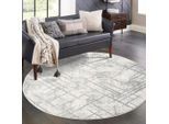 Teppich CARPET CITY "ANTIK245", grau, H:10mm Ø:200cm, Polyester, Teppiche, Teppich, Kurzflor, 3D-Optik, Klassisch-Modern für Wohnzimmer, Schlafzimmer